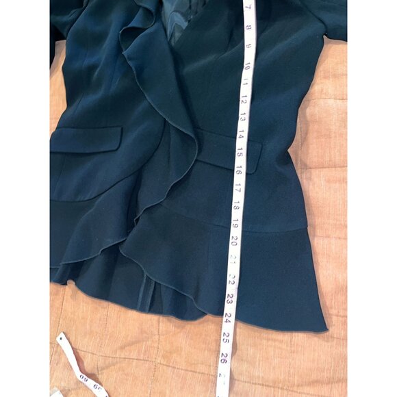 Cinq a Sept Lanier Ruffle Blazer Size 6 Black With Pockets Formal Luxury Jacket - Picture 9 of 11